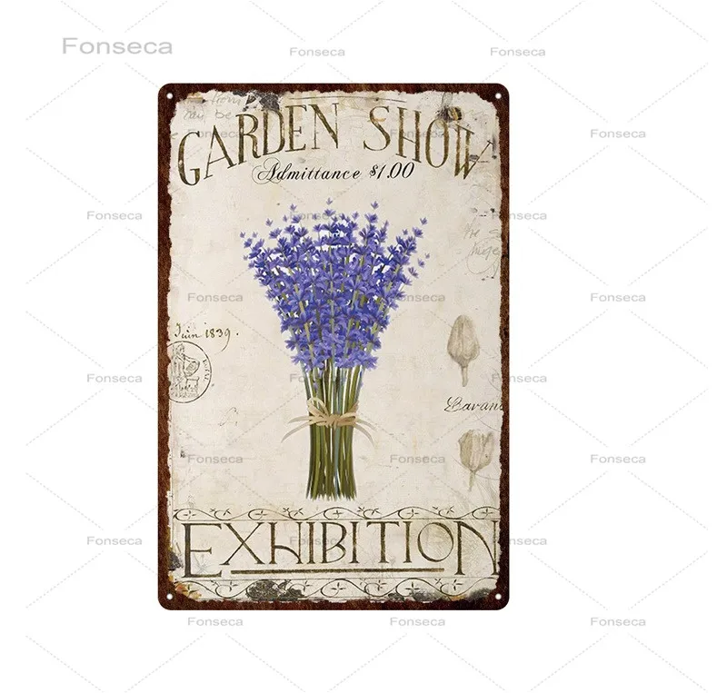 Металлический постер с цветами табличкой винтажный металлический знак в виде