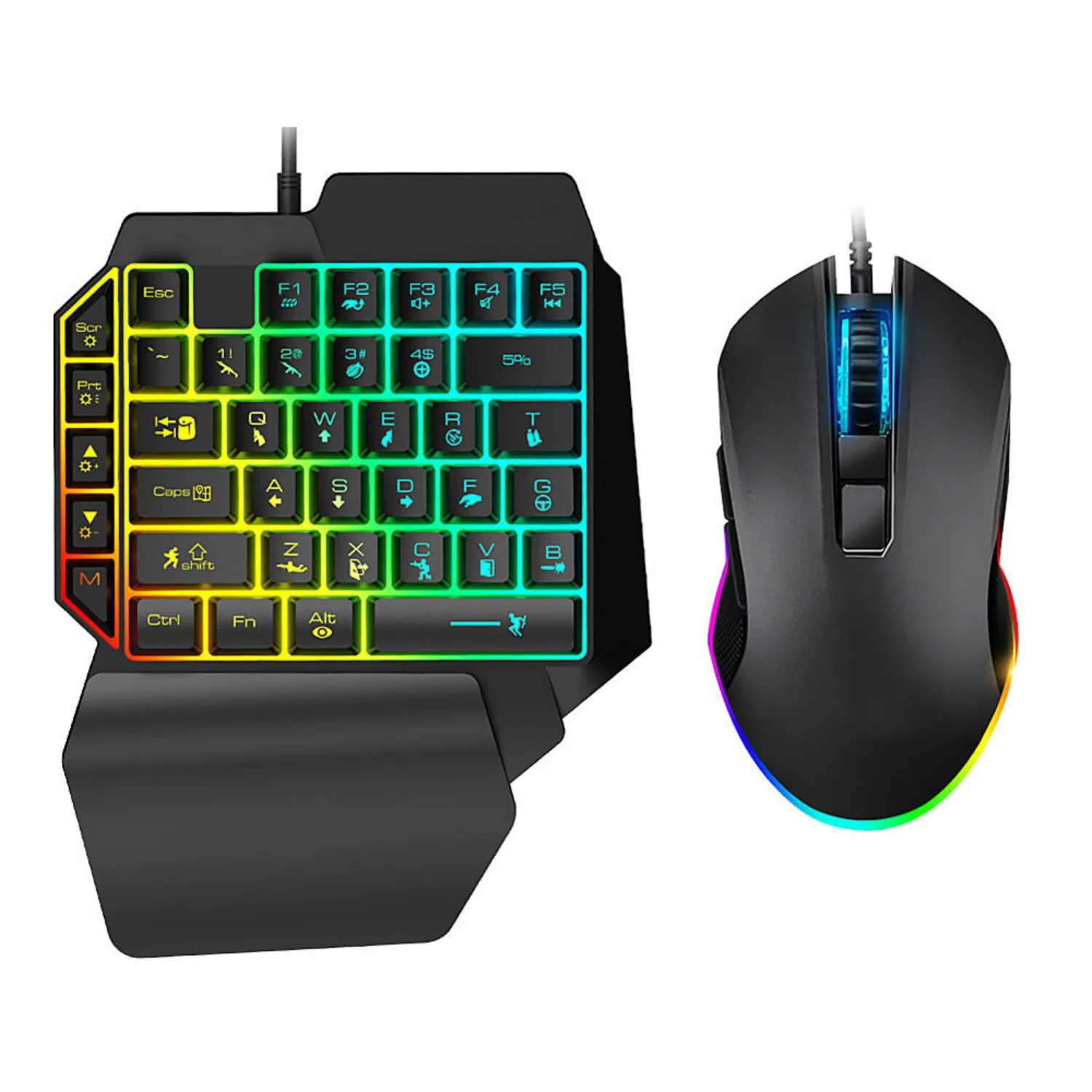Набор для одной руки игровая клавиатура мышь RGB подсветка портативная мини мыши 39
