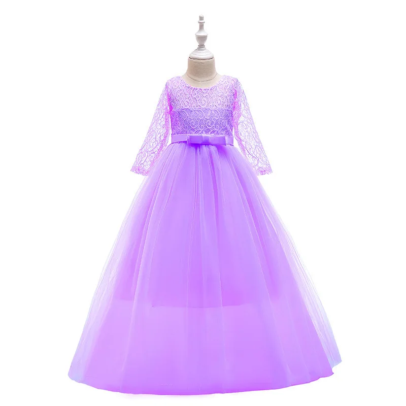 purple Новинка года, Детские платья для девочек, детский кружевной свадебный костюм принцессы платье на возраст 11, 12, 13, 14 лет одежда для детей Одежда для маленьких девочек - Цвет: purple
