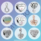 Женские серебряные шармы-бусины в форме сердца, подходят для оригинального браслета Pandora, серебряные ювелирные изделия в подарок, доступно 49 типов