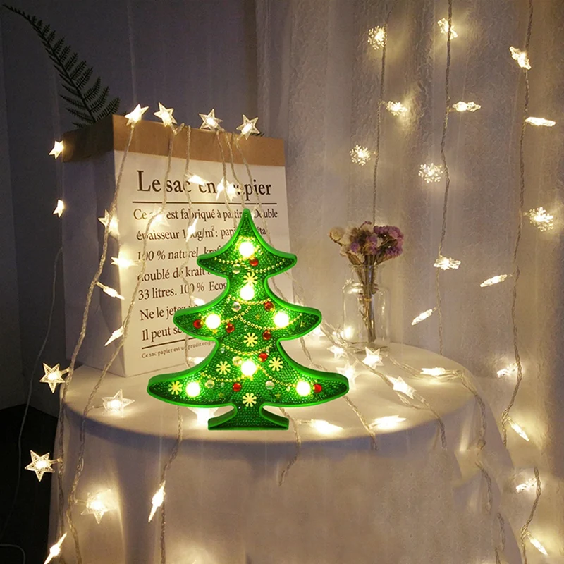 DIY светодиодный Ночной светильник с алмазной росписью Рождественская елка