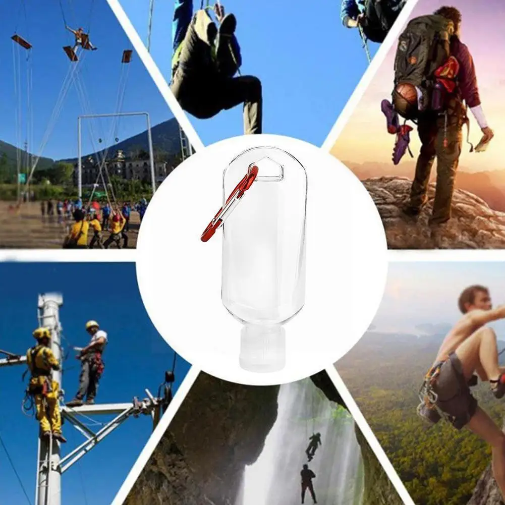 

1pcs 50ml Travel Bottles Empty Refillable Plastic Bottle Carabiner Small Shower Bottle Bottle Ring Gel Shampoo L4f8