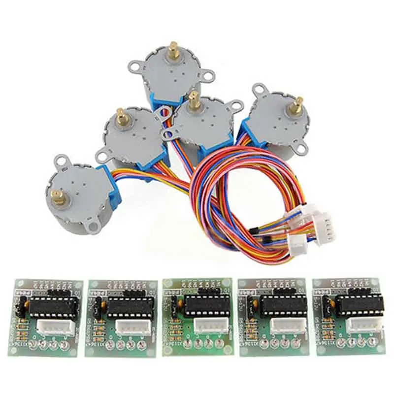 

5pcs New Brand ULN2003 28BYJ-48 5V Reduction Step Motor Gear Stepper Motor 4 Phase Step Motor for arduino 5pcs Motor +5pcs Board