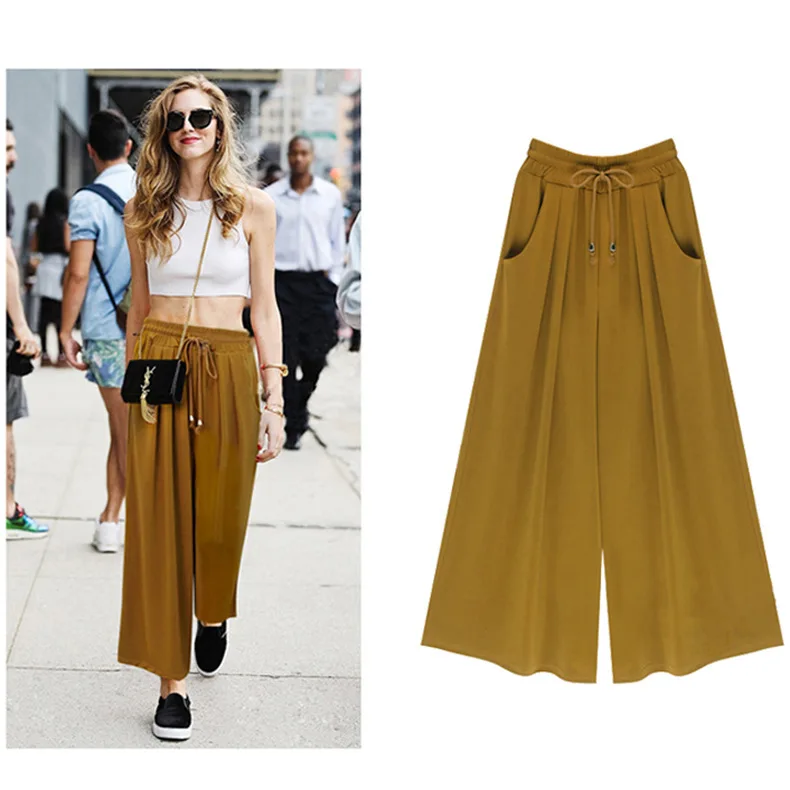 

JCHB 2021 Summer Pants for Women Wide Leg Pants Women Baggy Pants Plus Size Loose Black Casual 5xl Pantalon Femme CFK103 Pph584