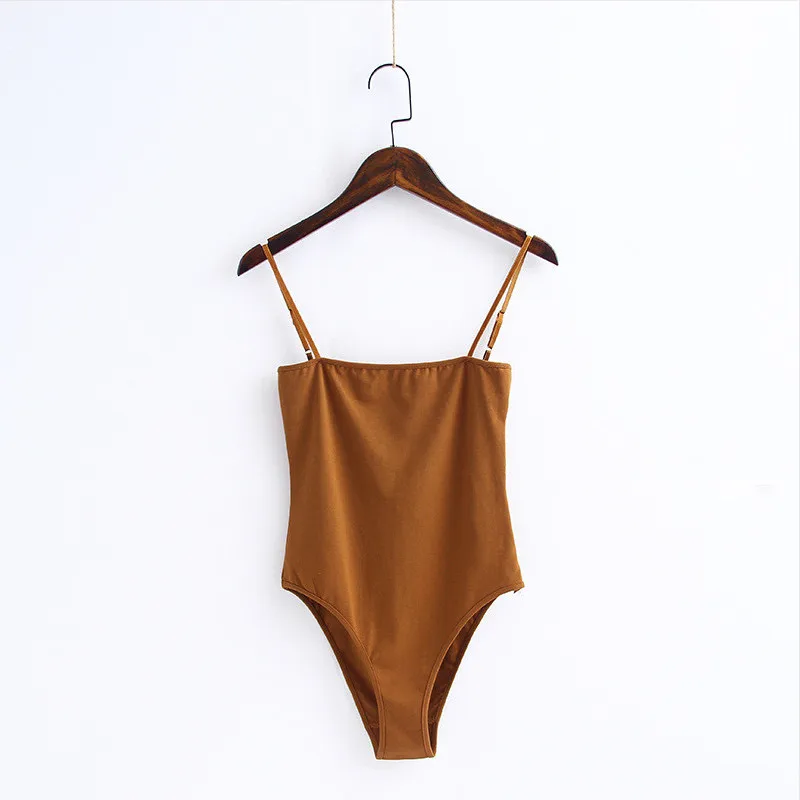 

Women Fashion Sleeveless Sling Bodysuits Solid Color Backless Slim Basic Classic Women's Tops Summer 2021