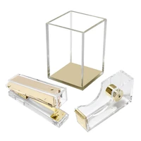 clear acrylic stapler tape dispenser pencil holder desktop office storage and binding supplies accessories combination set