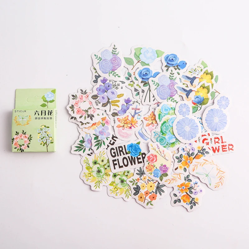 June flowers 46 шт./упак. планировщик для скрапбукинга пуля журнал канцелярские японский дневник эстетическое корейский туристические наклейки восемь выбор - Цвет: June flowers