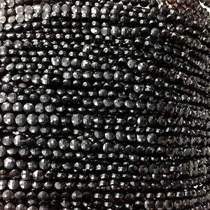 Ожерелья или браслеты из Натуральной Черной Шпинели с гранеными плоскими монетами ручной работы, небольшие бусины, 4 мм, 5 мм, 6 мм, 06161