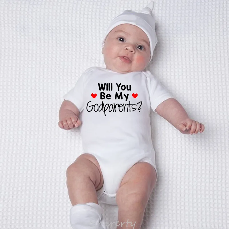Will You Be My godparts летний детский комбинезон хлопковый комбинезон с короткими рукавами для новорожденных девочек и мальчиков, одежда