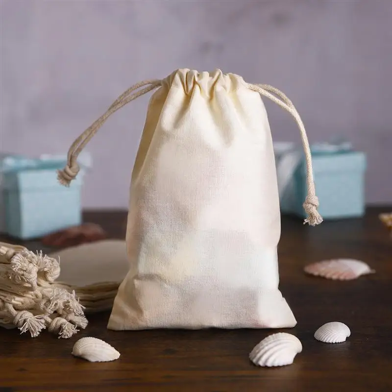 10PCS Cotton Simple Nice Good Quality Drawstring Pouches for Gifts Wedding | Дом и сад