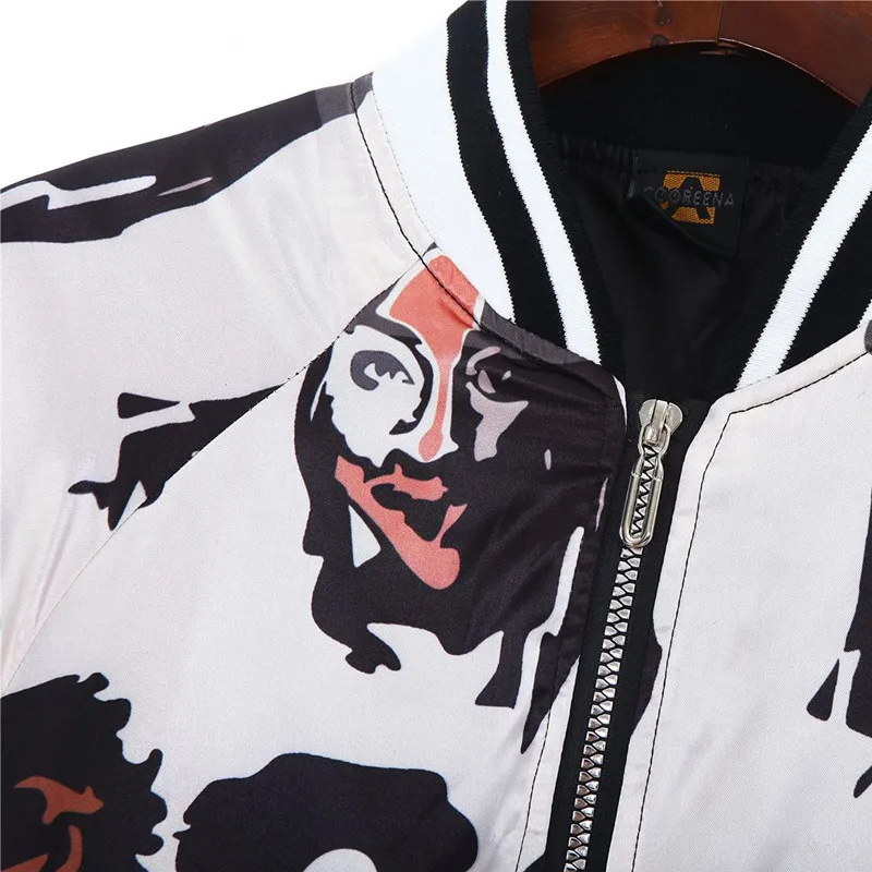 

zipper spring autumn jacket women 2020 new avatar print Oversized hip hop tops coat streetwear long women jacket loose outerwear