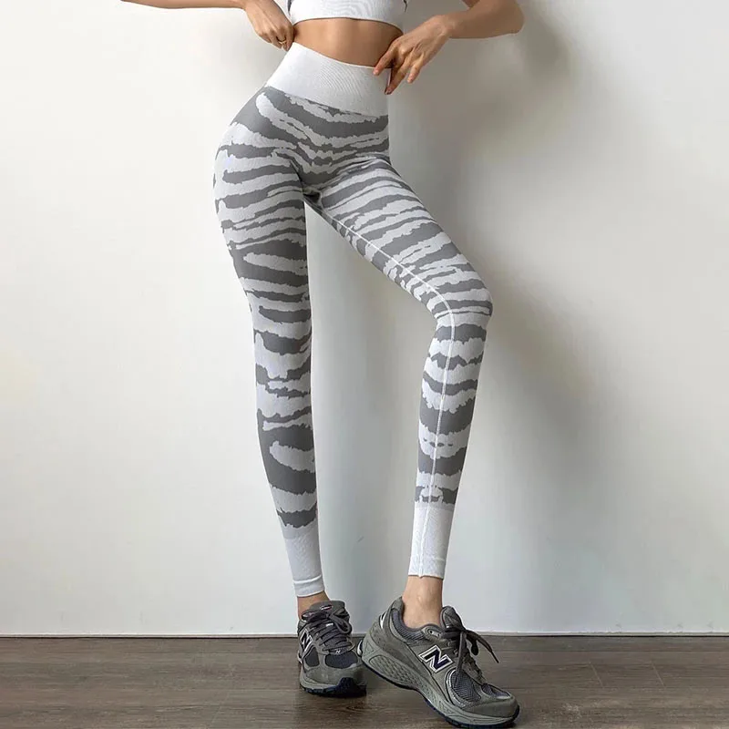New Women Sports Leggings Zebra Streak Camo Fitness Seamless Leggins High Waist Sports Joggings Workout Bodybuilding Legging