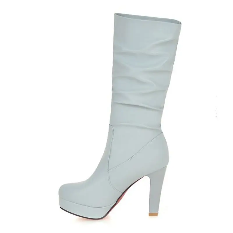 Сапоги женские на платформе до середины икры размеры 34-43 | Обувь