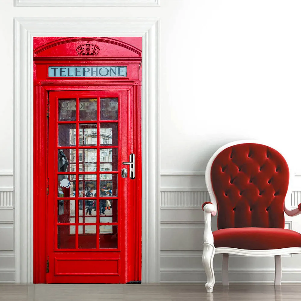 

3D Door Sticker Self Adhesive Waterproof Wallpaper for Doors Living Room Bedroom Poster Diy Mural Decals Home Decor Deursticker