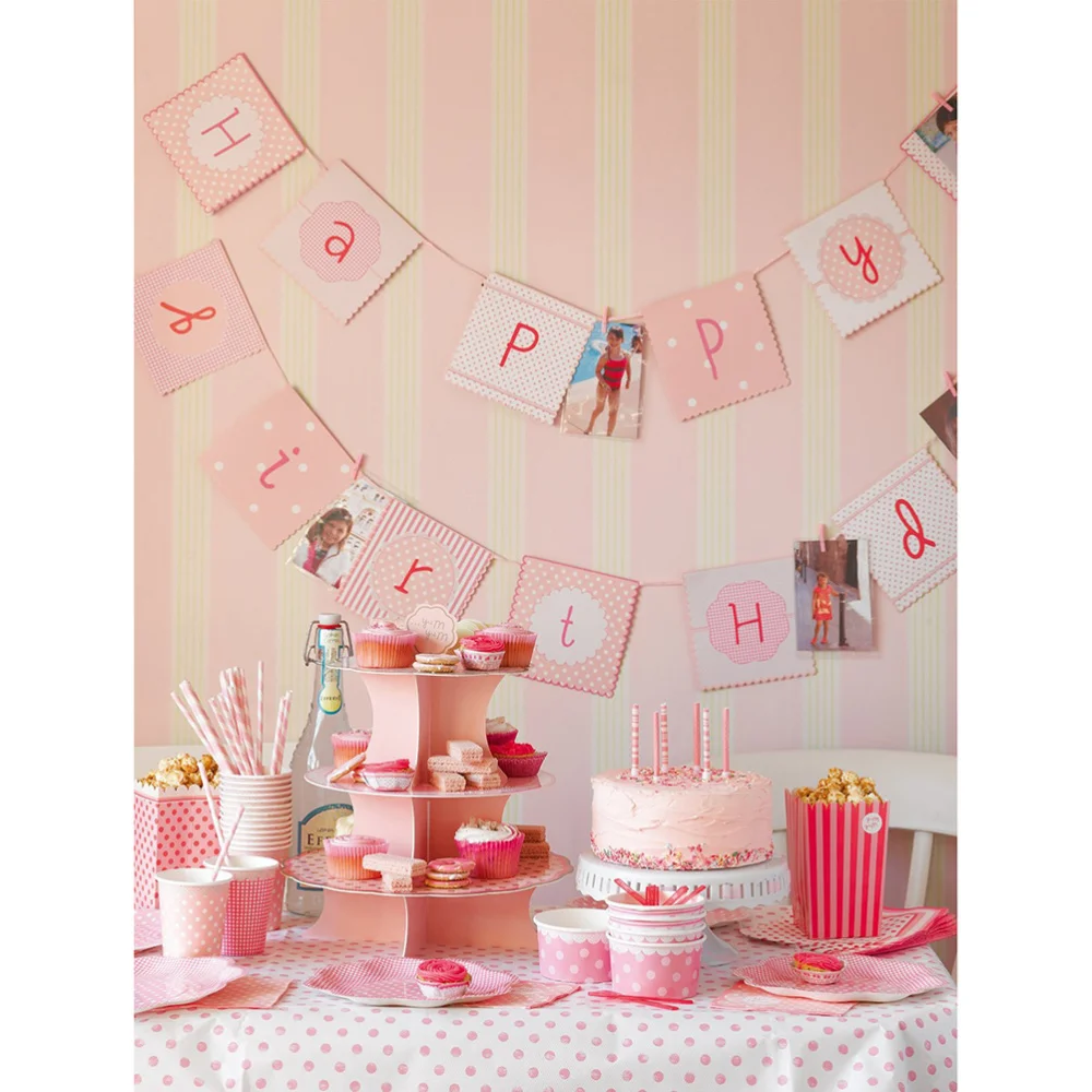 

30pcs Striped Paper Straws Drinking Straws (Pink+White)