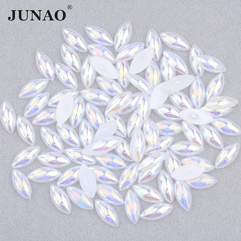 JUNAO 5*10 мм 7*15 желе белый AB половина жемчуга с лошадью из стразов глаз Стразы