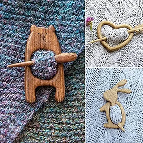 Брошь с деревянным рисунком животного забавная Милая шаль шпильки застежкой