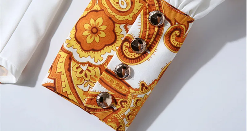 Женский винтажный костюм BLLOCUE подиумный осенний рубашка с золотым принтом +