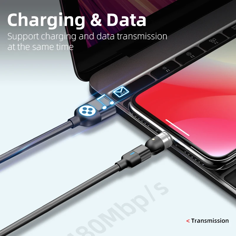 Магнитный usb кабель на 180 градусов Type C Micro USB 8 контактный зарядный для iPhone Samusng Huawei