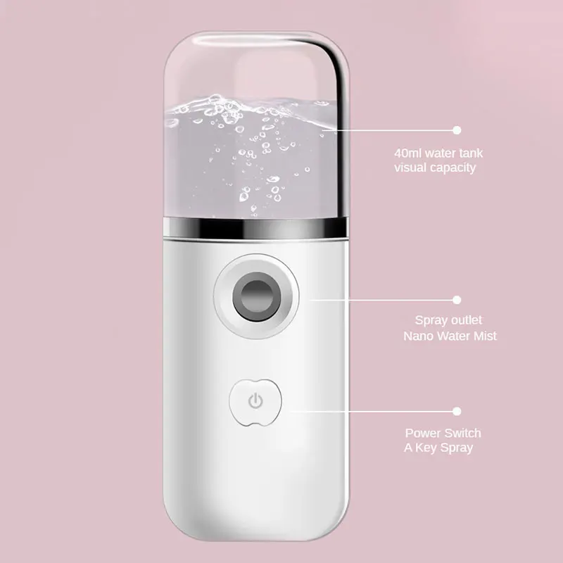 

40ML Nano Beauty Facial Sprayer Portable Skin Moisture Keeper Wireless Water Diffuser Water Mist Fogger Mini Air Humidifier