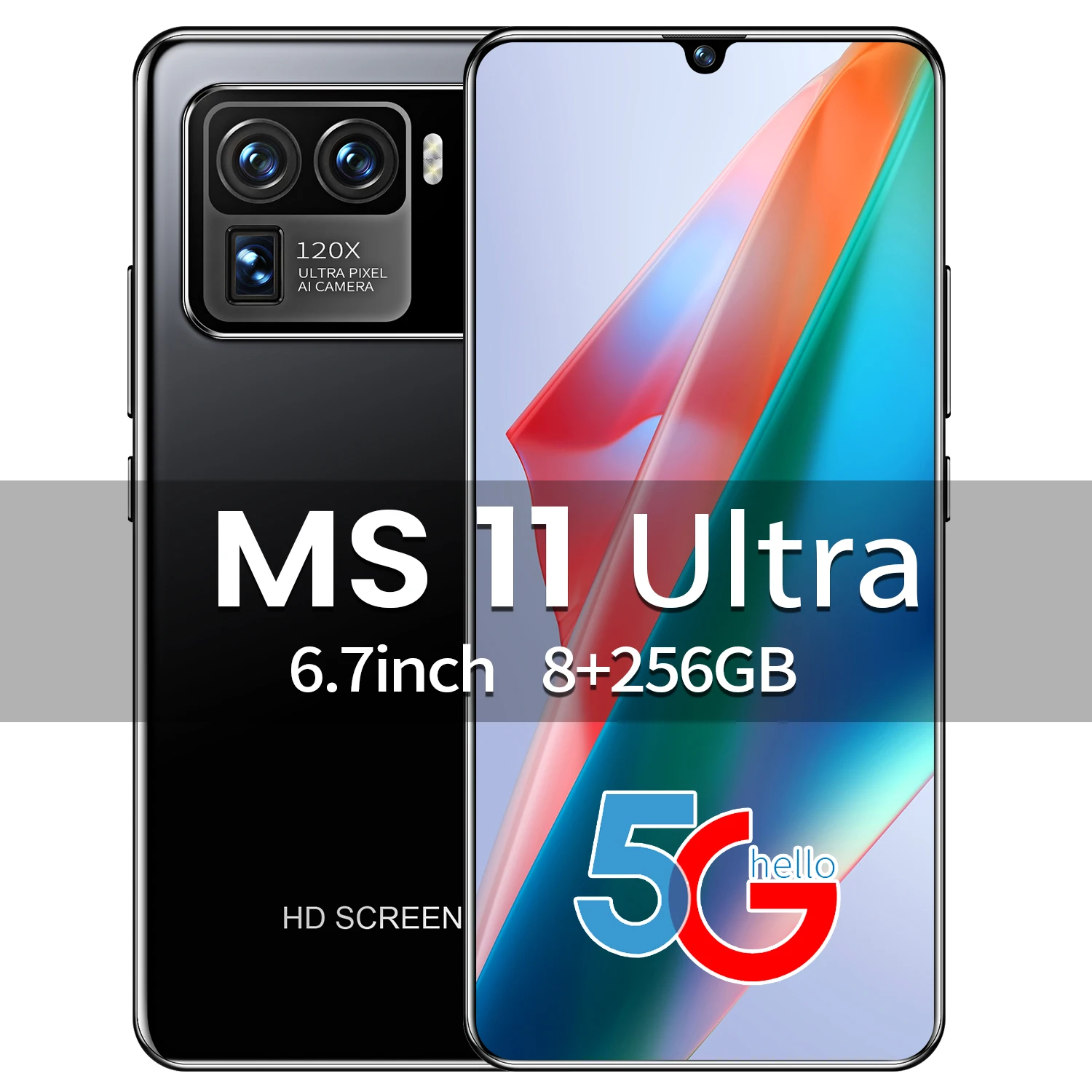 

MS11 Ultra 8+256GB 6.7 Inch Fingerprint ID 6000mAh 16+32MP Smartphones 5G Network Dual SIM+Micro SD 10 Core Mobile Phone MTK6889