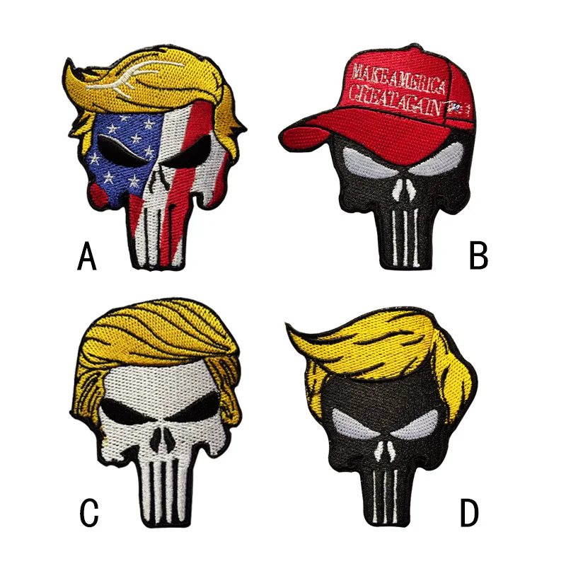 

Trump Embroidery Hook& Loop Punisher Velcro Badge Tactical Morale Badge American Flag Patch Armband Wholesale