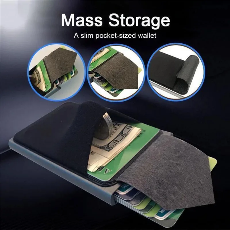 

Aluminum Metal Anti-theft Card Holder Thin Pop-out Slim RFID Wallet Elasticity Back Pouch ID Credit Travel Cardholder Slim