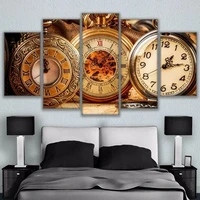no framed canvas 5pcs vintage pendant watches modular wall art posters picture paintings home decor for living room decoration
