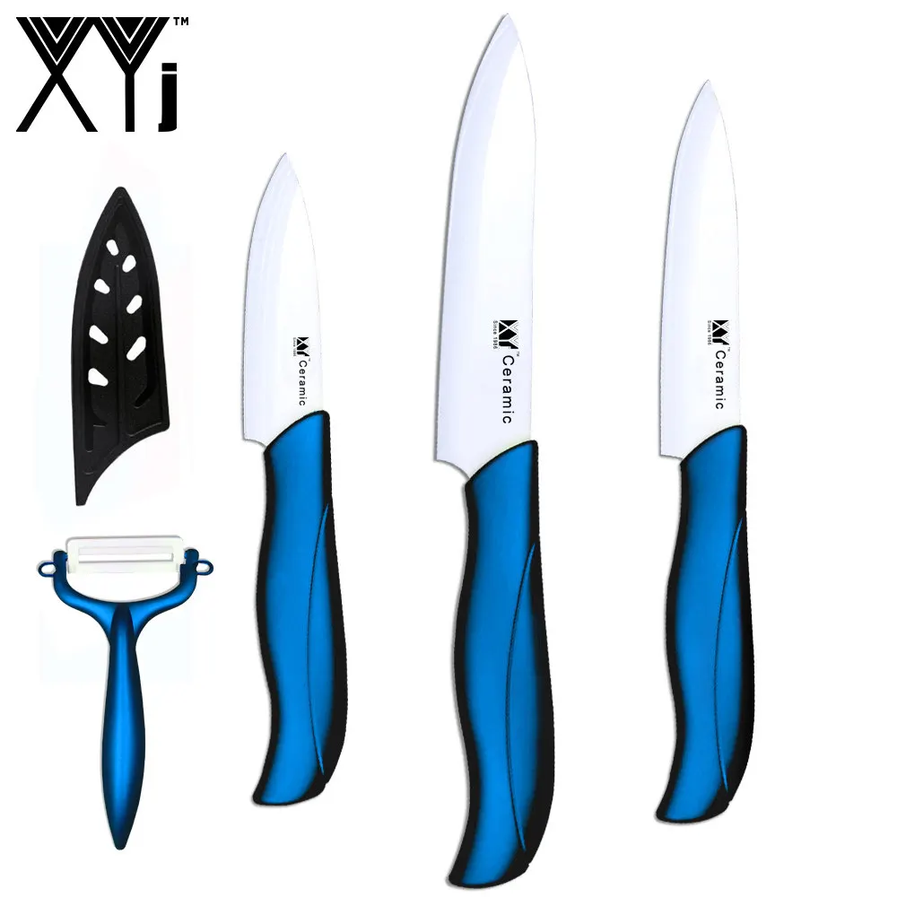blue 345peeler XYj Керамические ножи отличного качества, нож для очистки овощей, набор кухонных ножей из трех предметов, новые красные керамические кухонные ножи - Цвет: blue 345peeler