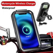 Waterproof Case Bike Motorcycle Handlebar Rear View Mirror 3 to 6.8" Cellphone Mount Bag Motorbike Scooter Phone Stand Bracket