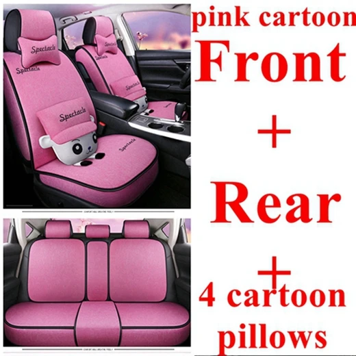 Передняя+ задняя 5 машинные места сиденья для Toyota Corolla Yaris Pruis Hilux FJ Cruiser Crown LC Prado Venza Zelas Vios Auris Matrix - Название цвета: cartoon pink