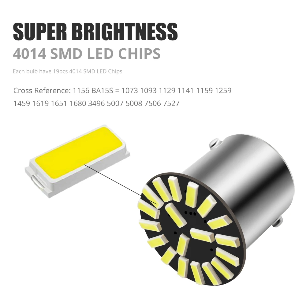 4 шт. 1156 Ba15s P21W светодиодный 19SMD 4014 супер яркий стоп-сигнал поворота лампы 12 В |