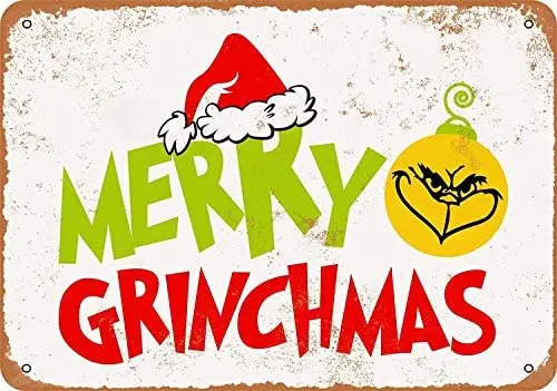 

8 x 12 Metal Sign - Vintage Look Merry Grinchmas