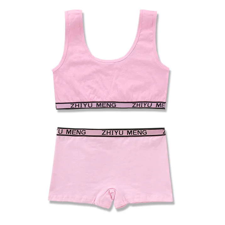 G pink set Комплекты трусов и трусов-боксеров для девочек; детское Спортивное нижнее белье; спортивный бюстгальтер для подростков; Комплект белья для малышей - Цвет: G pink set