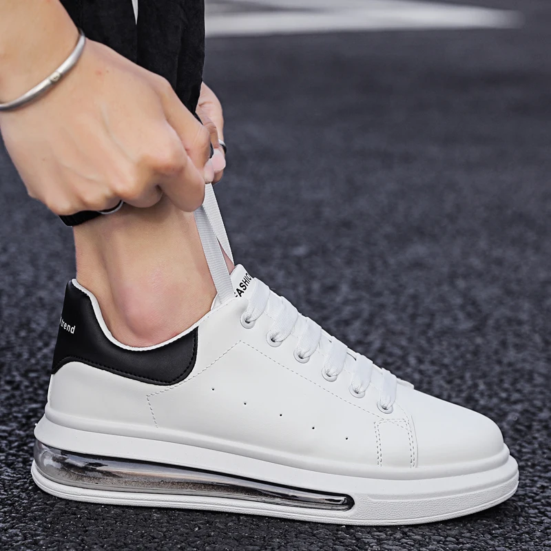 

Casual Shoes Leisure Shoes Casual Man White Fashion Sport Sneakers Air Cushion Men Streetwear Trend Hip Hop Leather Sneaker Shoe