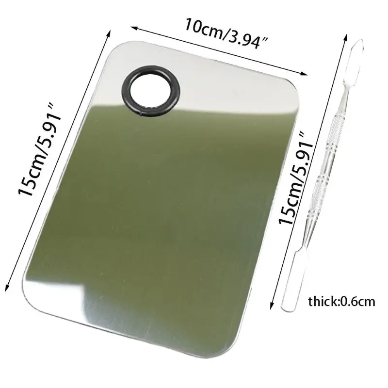 

Professional Stainless Steel Cosmetic Makeup Mixing Palette Foundation Eye Shadow Nail Art Pigment Blending Tools With makeup