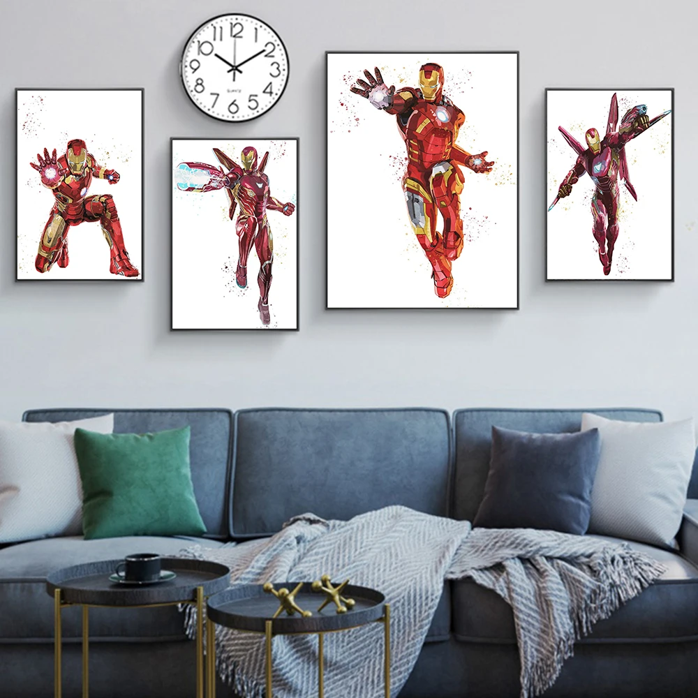 

Marvel Avengers Poster Iron Man Mark 85 Battle Armor Watercolor Canvas Painting Wall Art Picture Child Room Home Decor Gifts