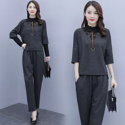 

Women Plus Size Suits And Sets Two Piece Women Pants Sets Korean Tracksuit Long Sleeve Lace Women's Tracksuits Hoodies+pants