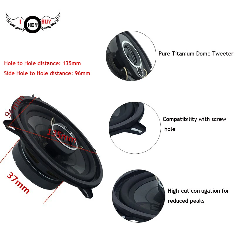 1 пара 5 дюймов 25 &quot3 Way коаксиальный резиновый край Hi Fi автомобиля Динамик 300W 4Ohm