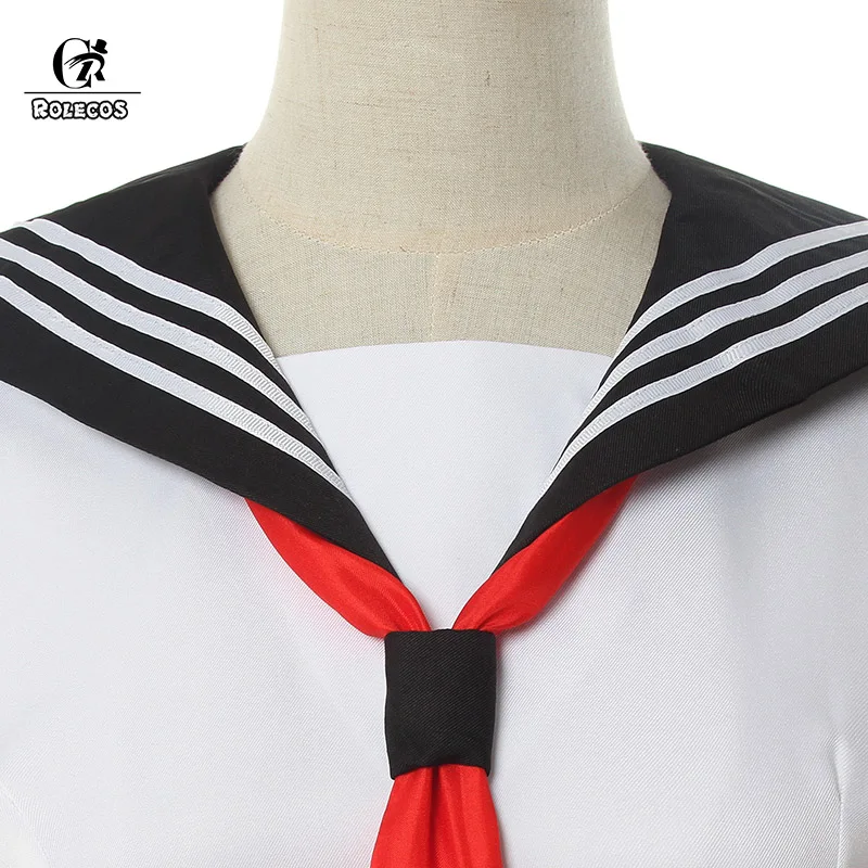 Женский костюм для косплея ROLECOS белая и темно синяя школьная форма с коротким