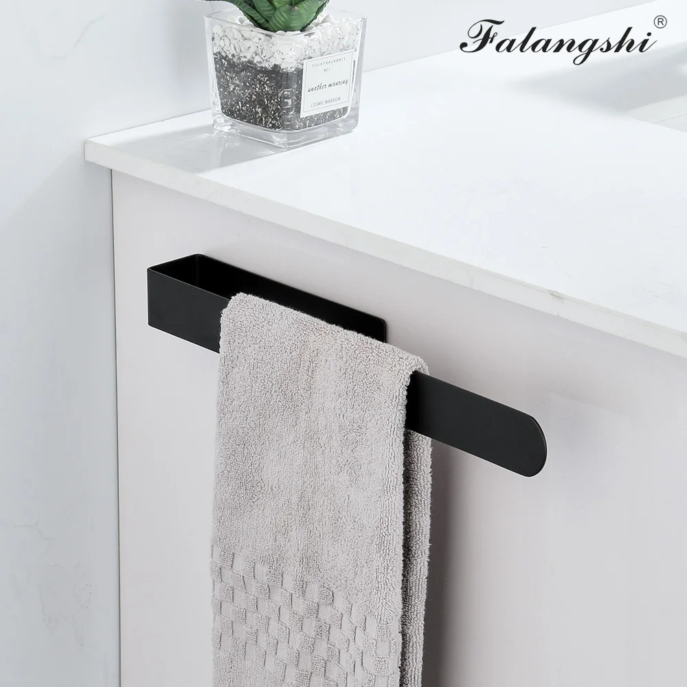 

NEW Stainless Steel Towel Storage Holder Punch Free Black Towel Rack Towel Hanger Bathroom Paper Holder WB8711