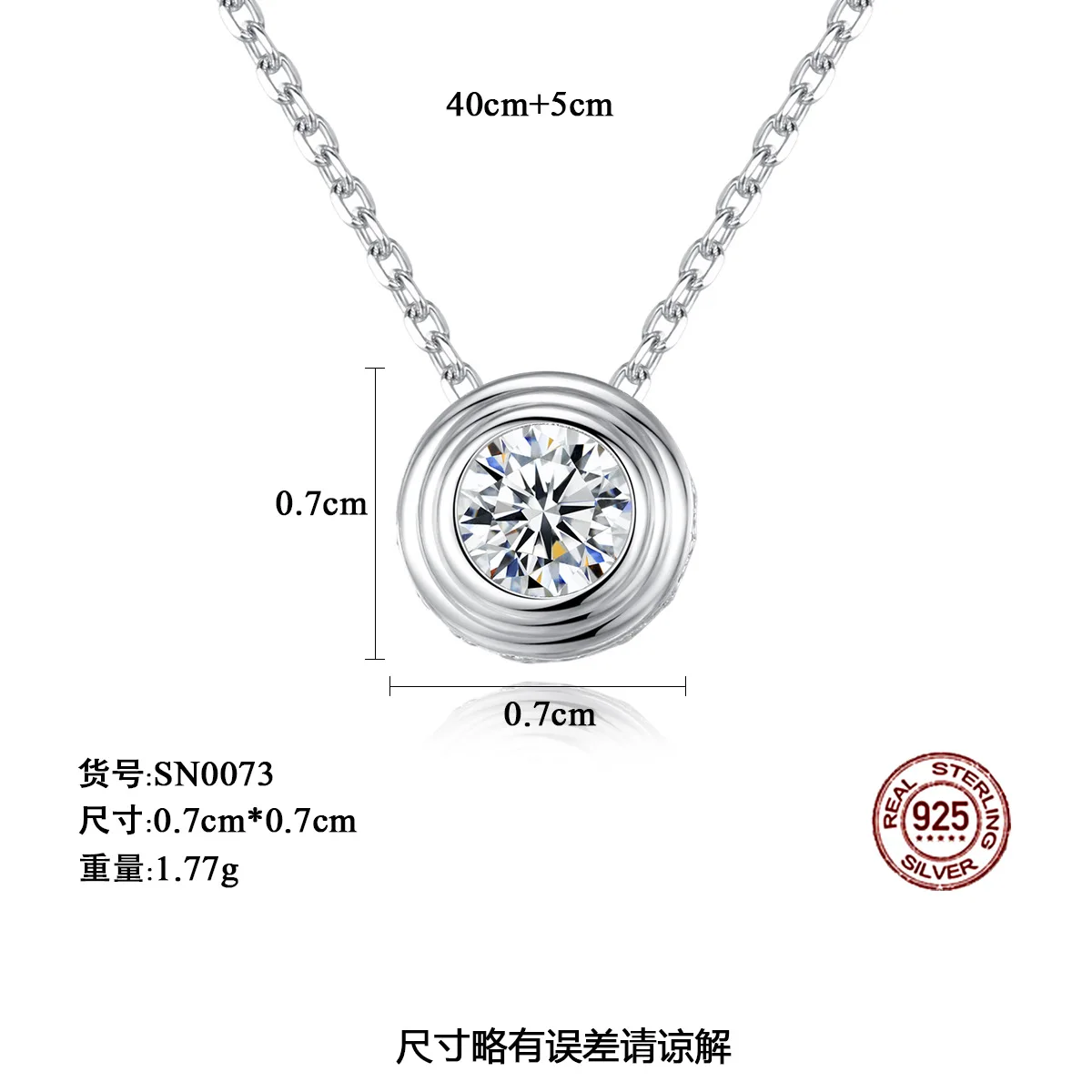 

DI-352 S925 sterling silver necklace pendant with 3A zircon temperament fashion round necklace wholesale
