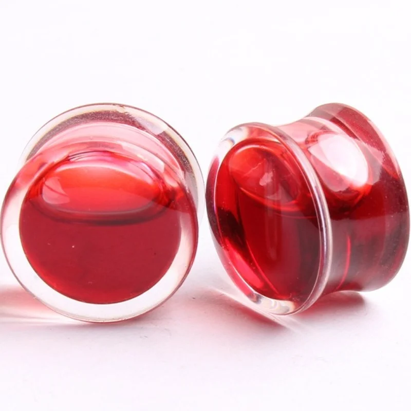 

1Pcs Red Liquid Blood Ear Gauges Acrylic Ear Plugs Tunnels Lobe Earrings Piercing Oreja Expander Body Piercing Jewelry