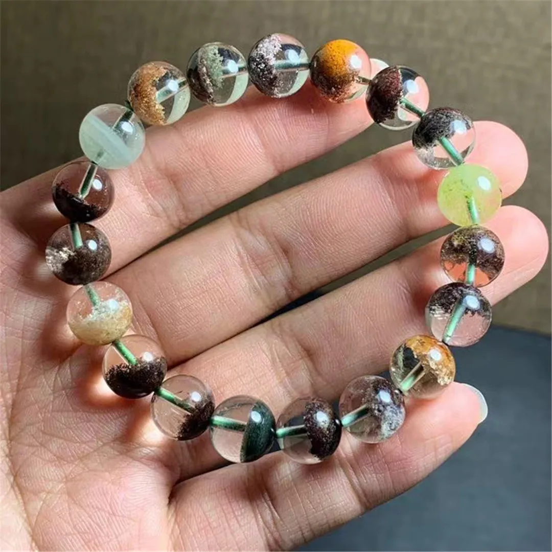 

10 мм натуральный красочный призрак Фантом кварцевый браслет для женщин мужчин Восстанавливающий богатство удачи подарок хрустальные буси...