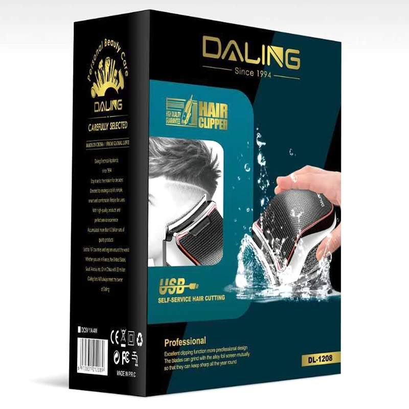 

Men's cordless waterproof hair clipper, suitable for travel or home trimmers. Rechargeable electric beard or hair clippers