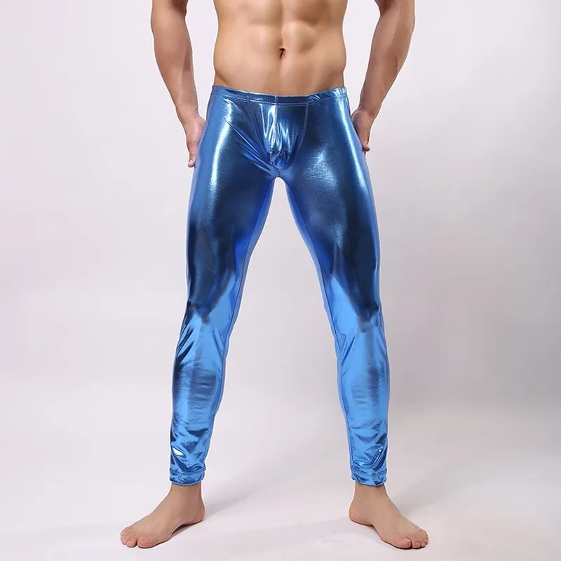 Блестящие Брюки для геев фетиш брюки из ПВХ латексное нижнее белье мужские