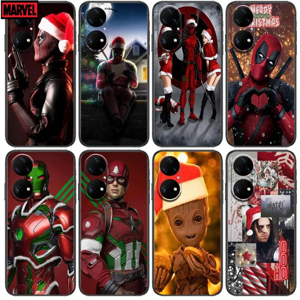 

Christmas superhero Phone Case For Huawei p50 P40 p30 P20 10 9 8 Lite E Pro Plus Black Etui Coque Painting Hoesjes comic fas
