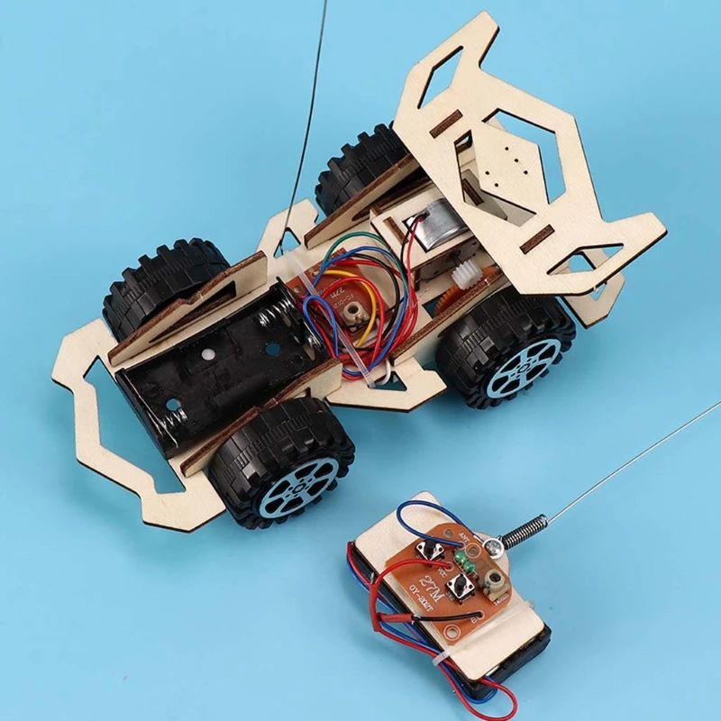 

Wooden Electric Car Model Blocks DIY Handmade Kids Assembling Toy Science Kit G88E