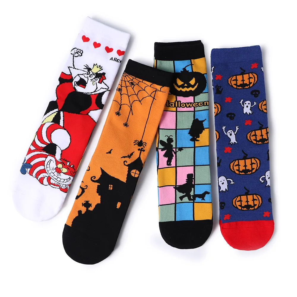 

Носки мужские с мультяшными летучими мышами и тыквами, носки для скейтборда, хлопковые носки для косплея на Хэллоуин и Хэллоуин, колготки дл...