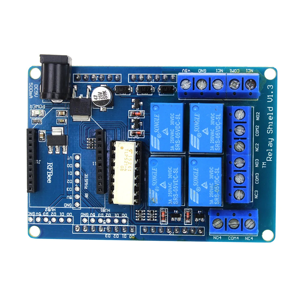 4-канальный 5-вольтовый релейный модуль расширения 4CH V1.3 совместимый с Arduino Nano R3 Xbee